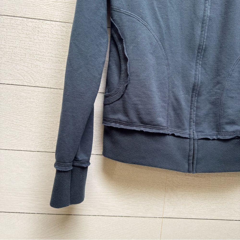 Kavio Fitted Full Zip Mock Neck Jacket Teal Blue Cotton Athleisure Size M - Picture 6 of 7